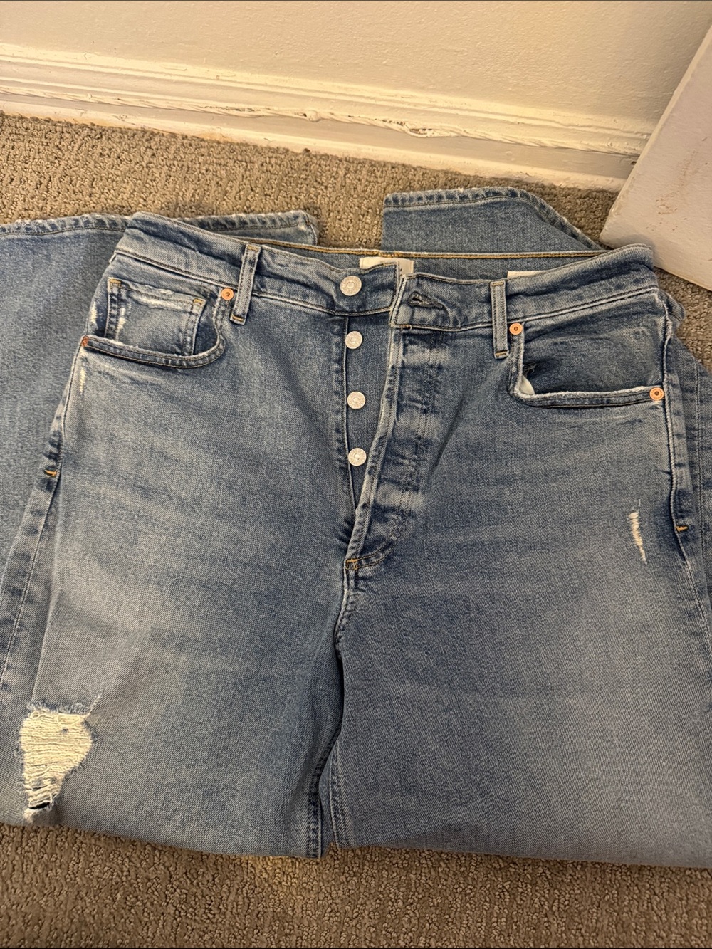 Citizens Of Humanity Light Blue High-Rise Button-Fly Jeans